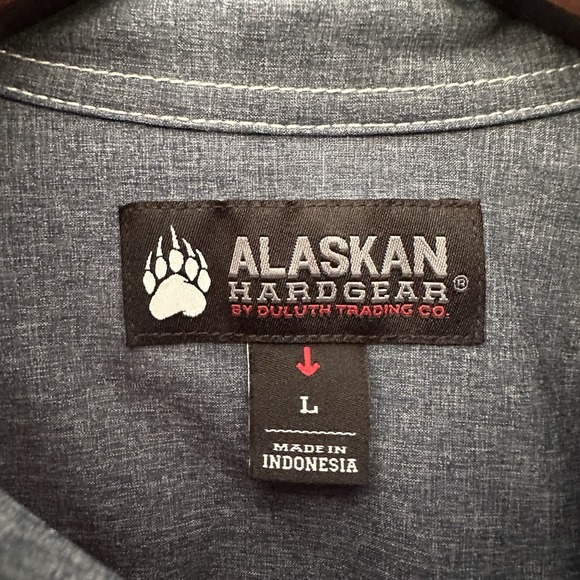 Alaskan Hardgear Shirt‎ Mens L Blue Button Up Performance Stretch Casual - Picture 2 of 9